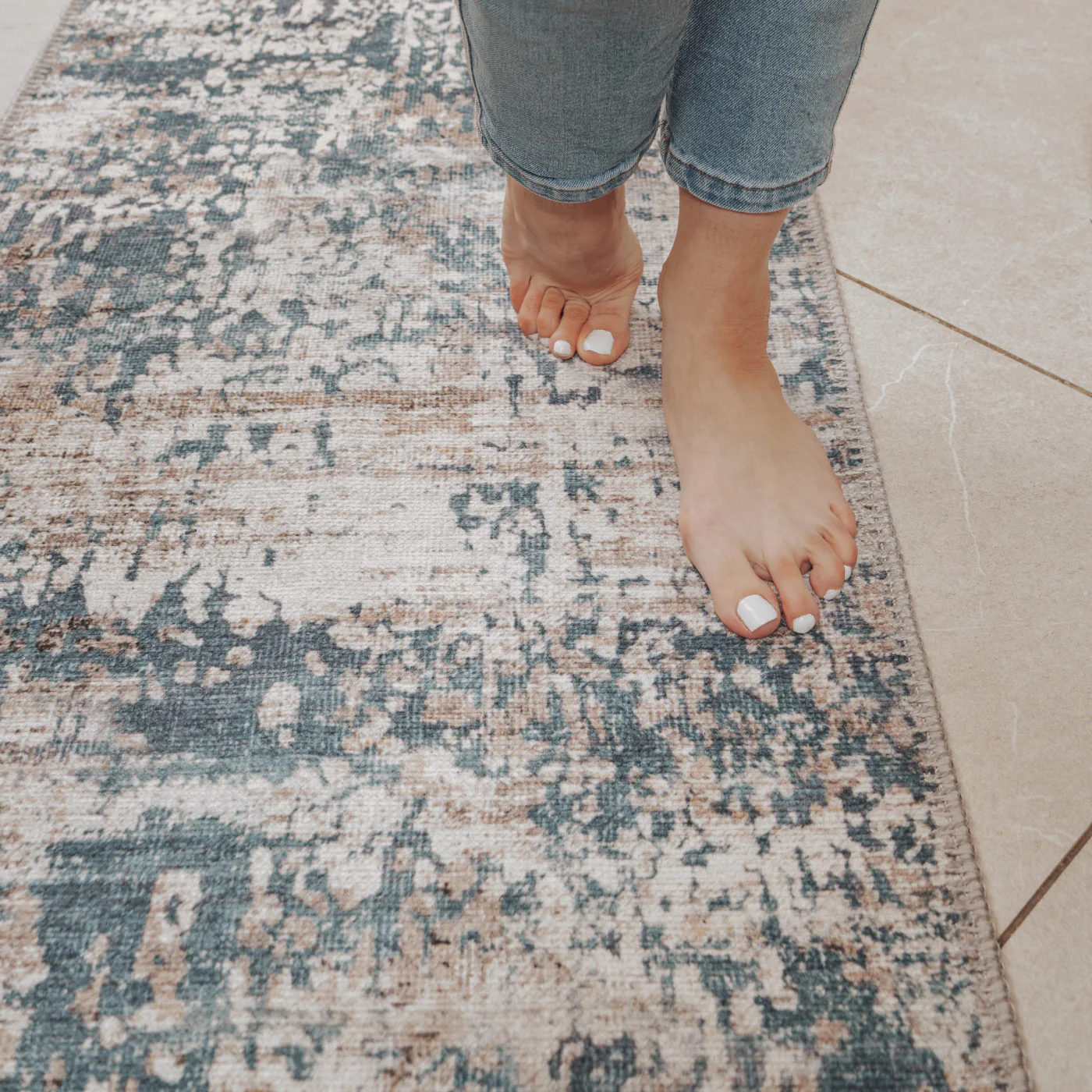 Flatwoven Washable Distressed Blue Area Rug - Dash - Image 8