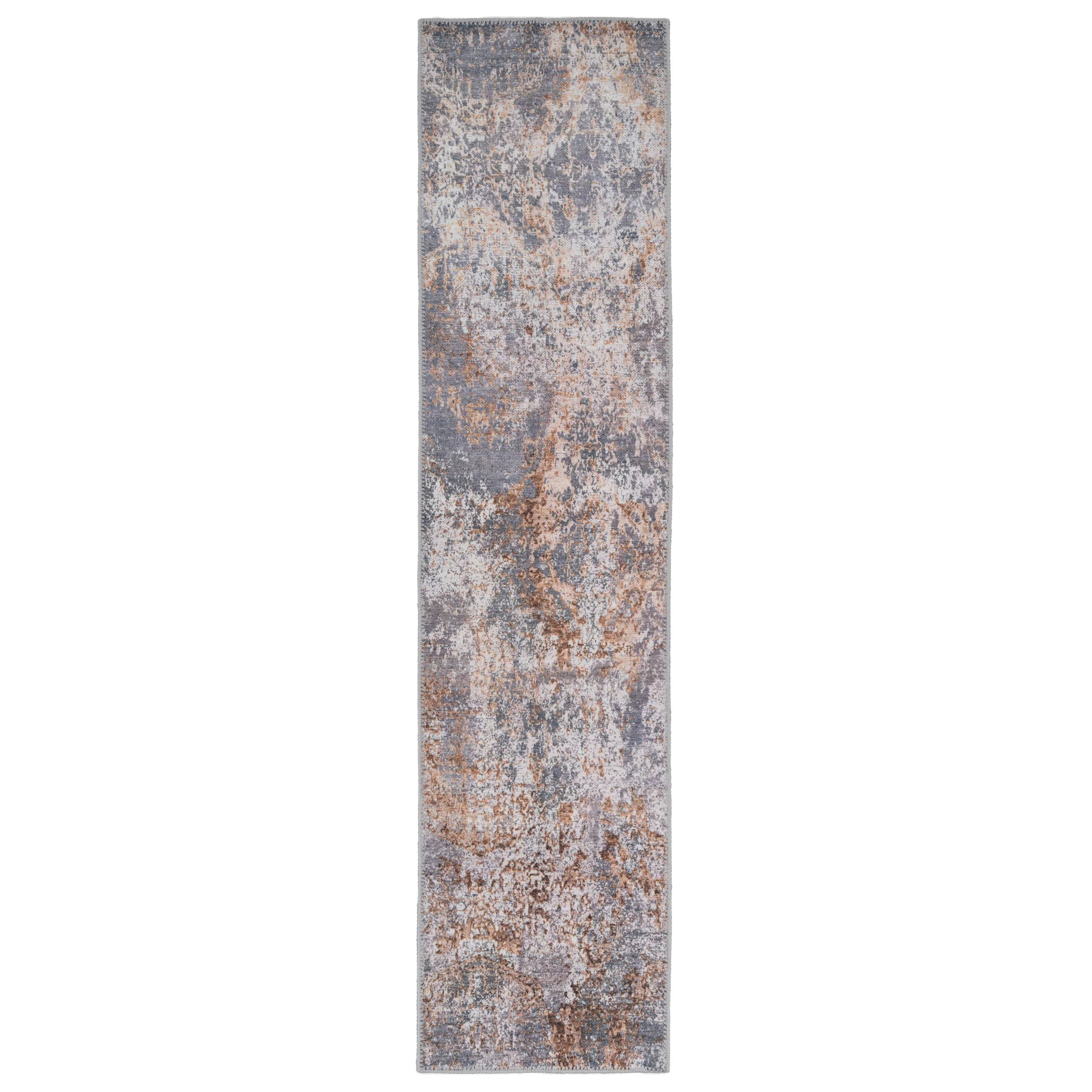 Flatwoven Washable Distressed Copper Blue Rug - Tobin - Image 10