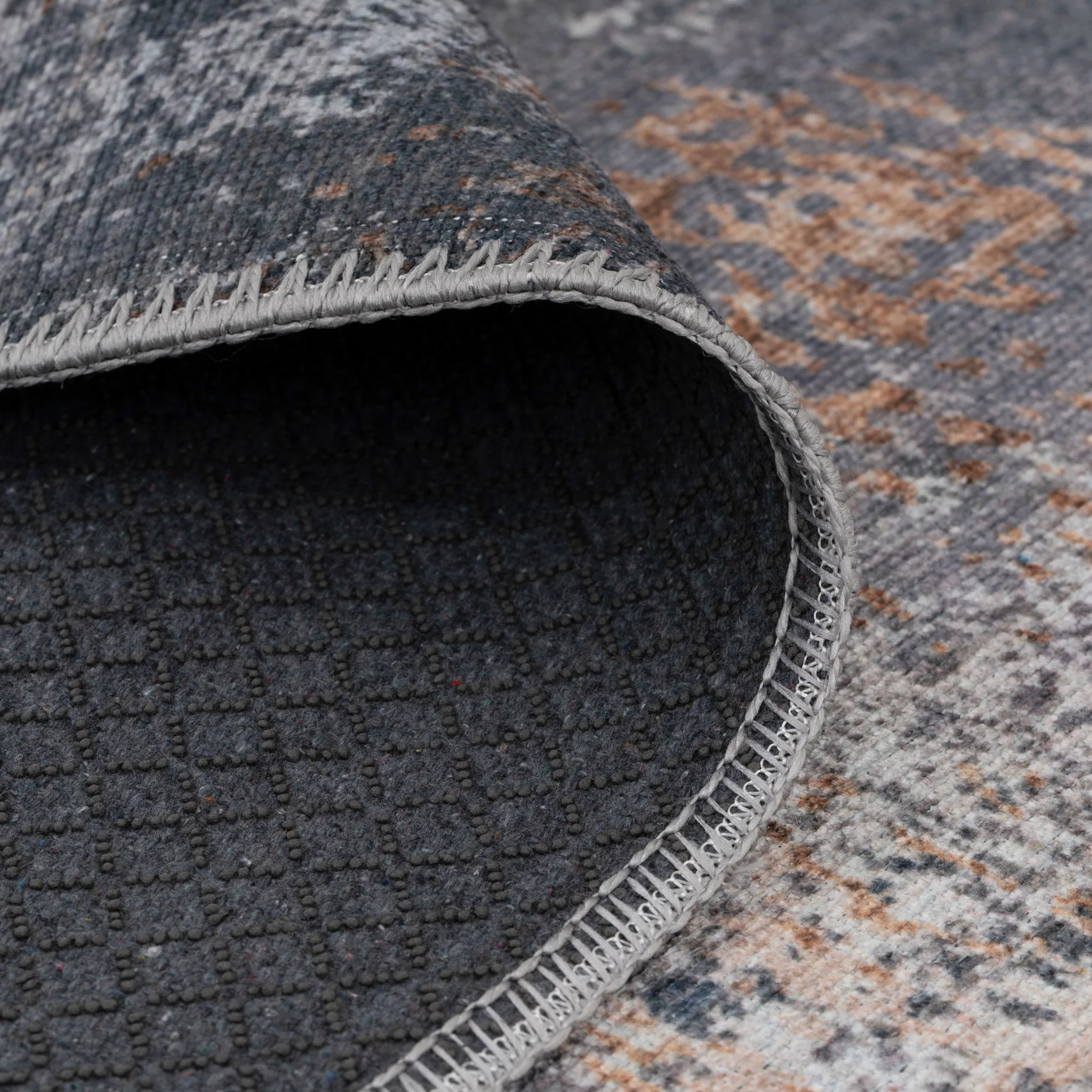 Flatwoven Washable Distressed Copper Blue Rug - Tobin - Image 7