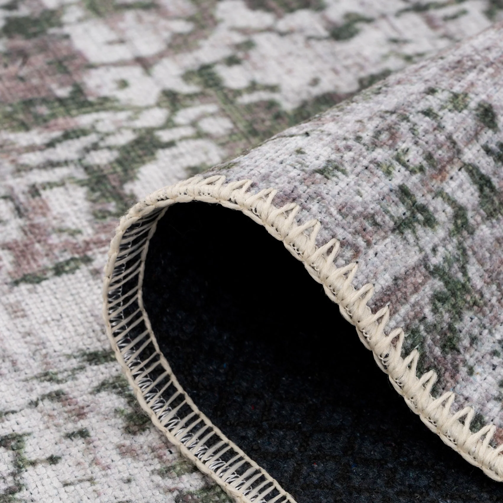 Flatwoven Washable Distressed Green Runner - Kale - Image 9