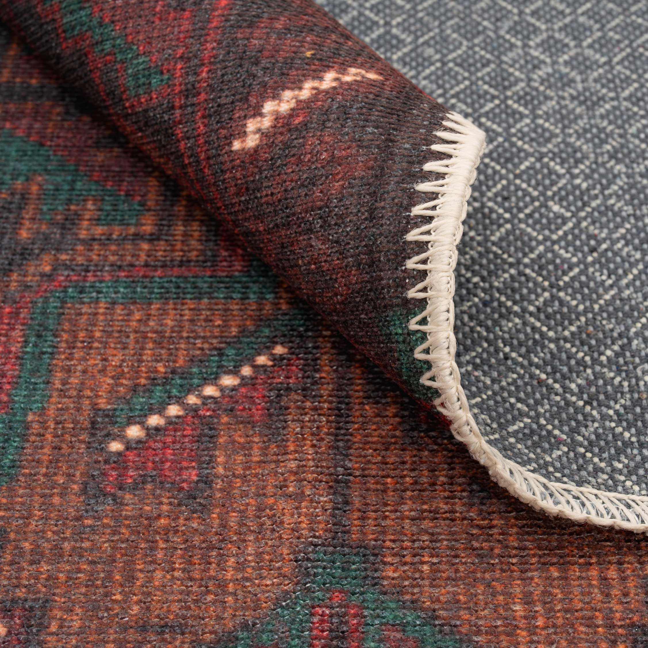 Flatwoven Washable Distressed Brown Runner - Caris - Image 3