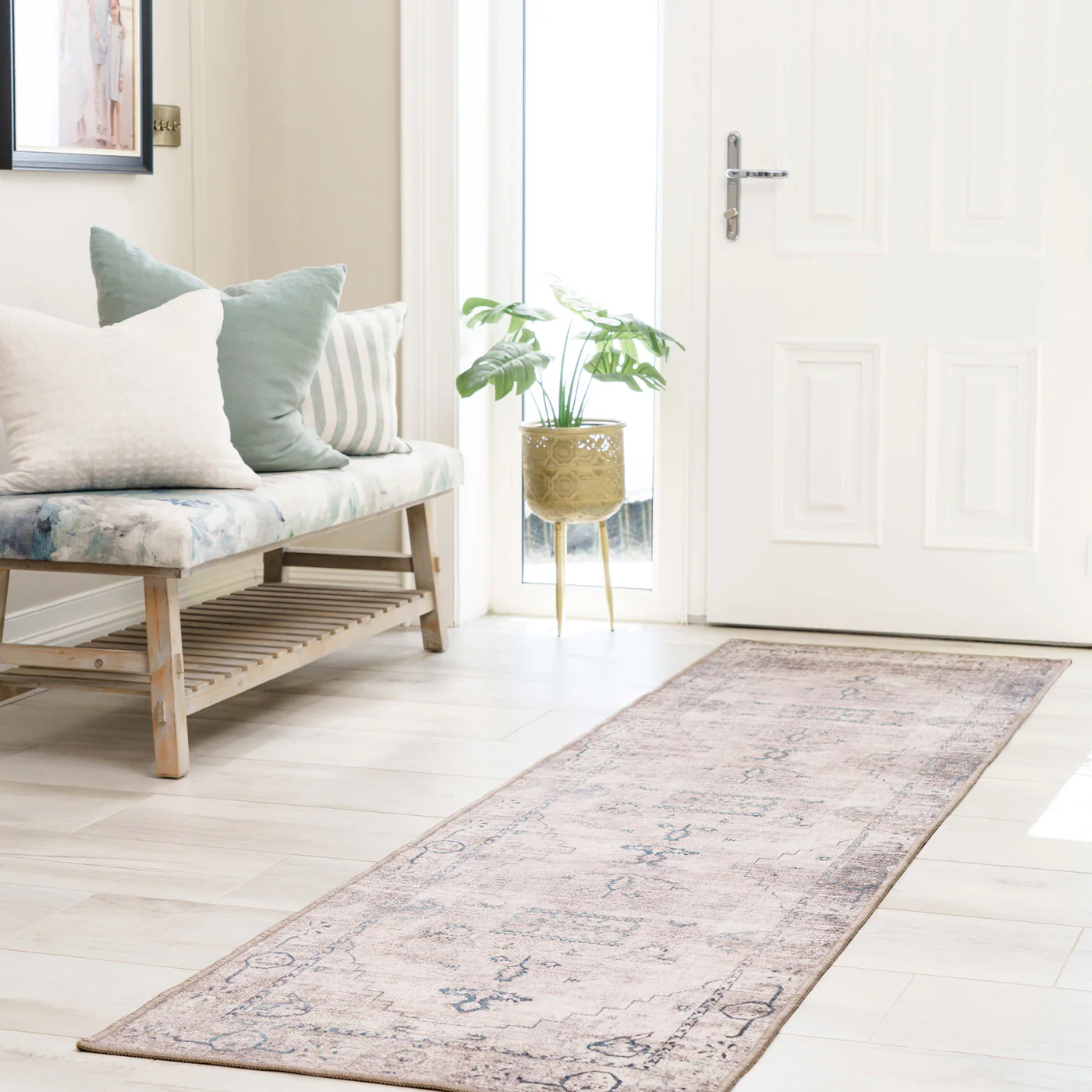 Washable Grey Blue Vintage Runner - Roam - Image 4