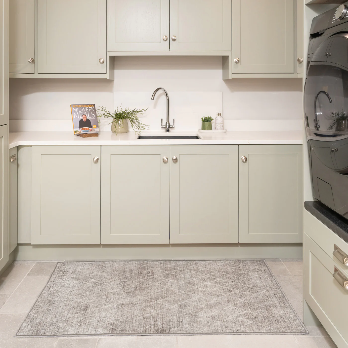 Washable Grey Kitchen Mat - Brindle
