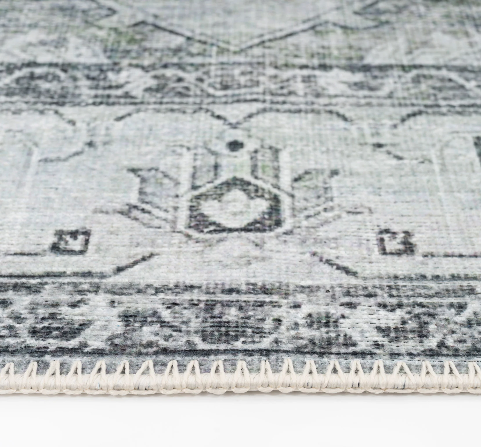 Flatwoven Washable Light Green Bordered Area Rug - Rumi - Image 8