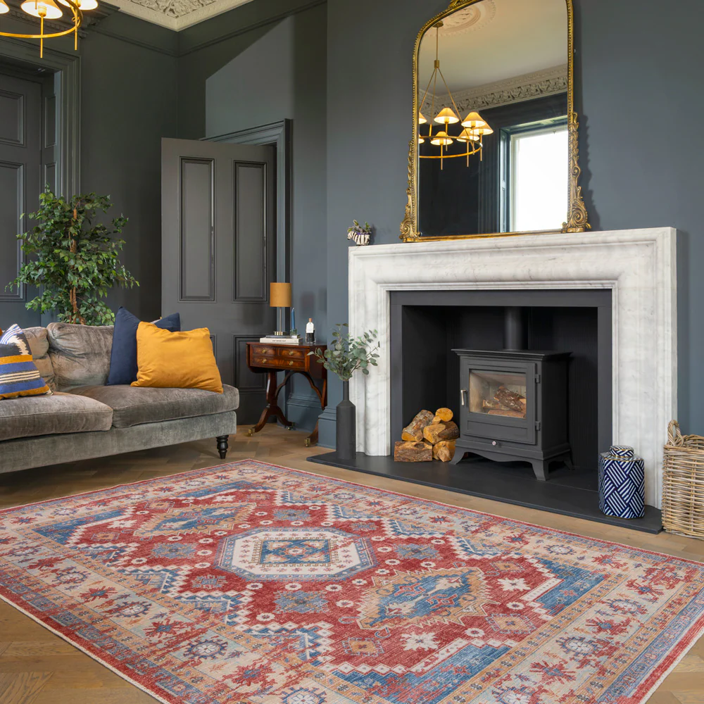 Washable Looped Red Vintage Rug - Anais - Image 3