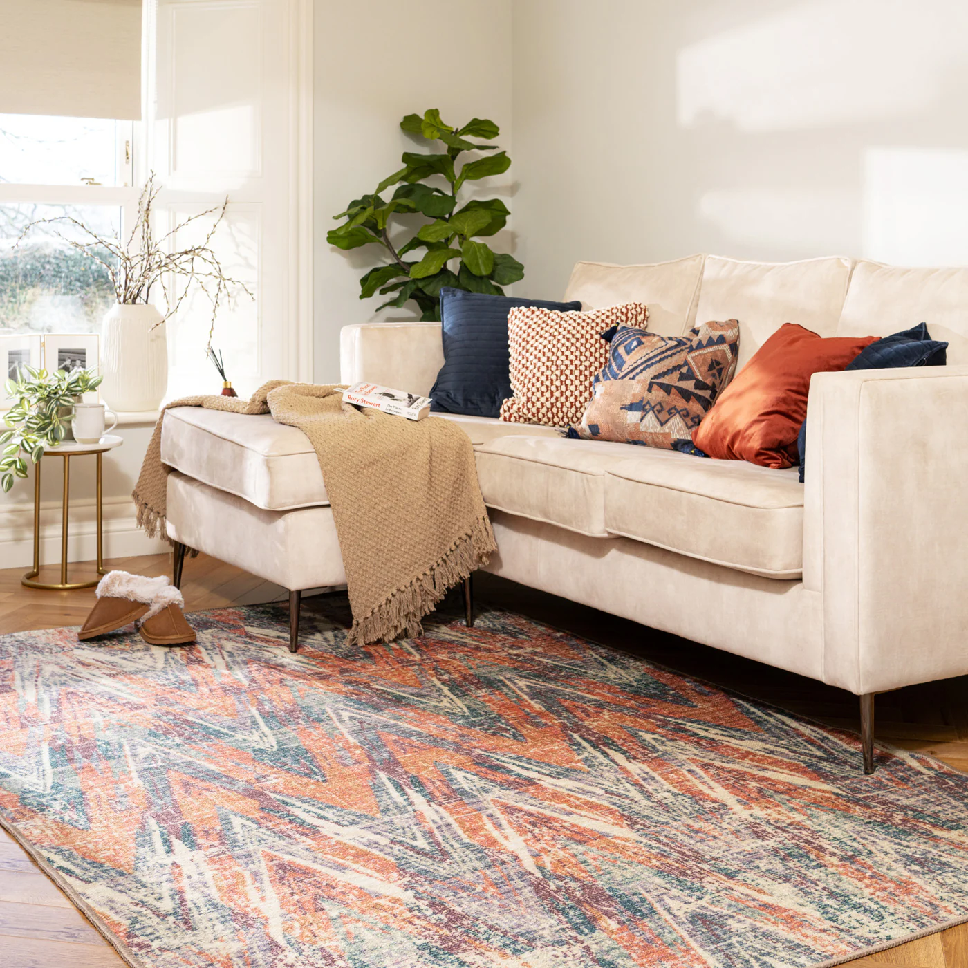 Washable Multicolour Zig Zag Rug - Ziggy - Image 3