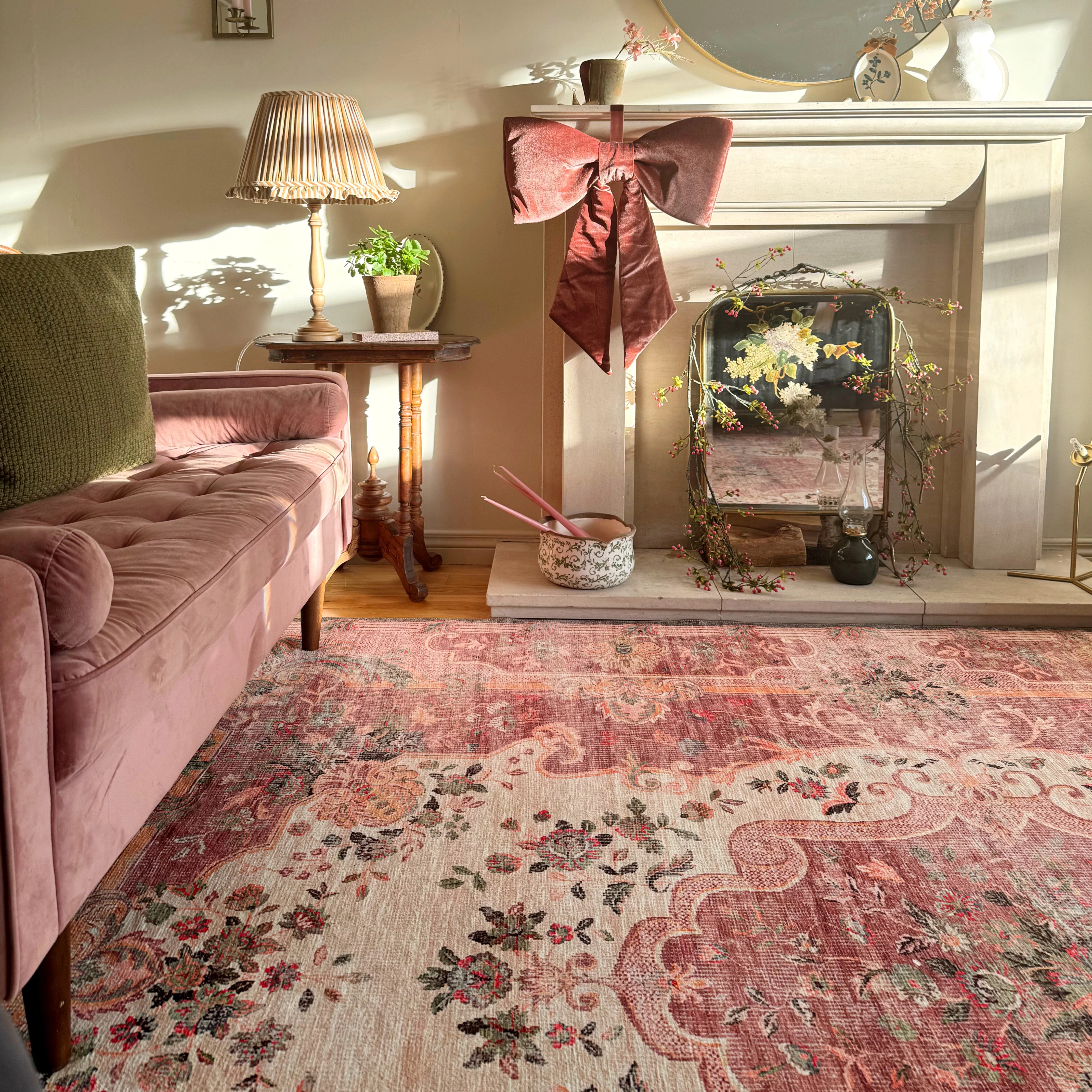 Washable Pink Medallion Rug - Dusk - Image 11