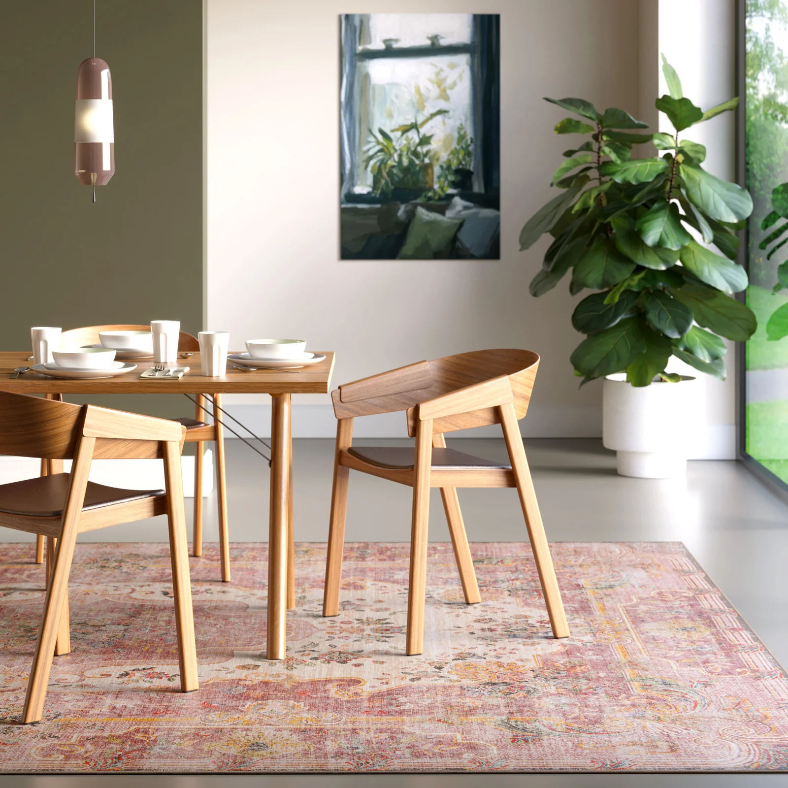 Washable Pink Medallion Rug - Dusk - Image 8