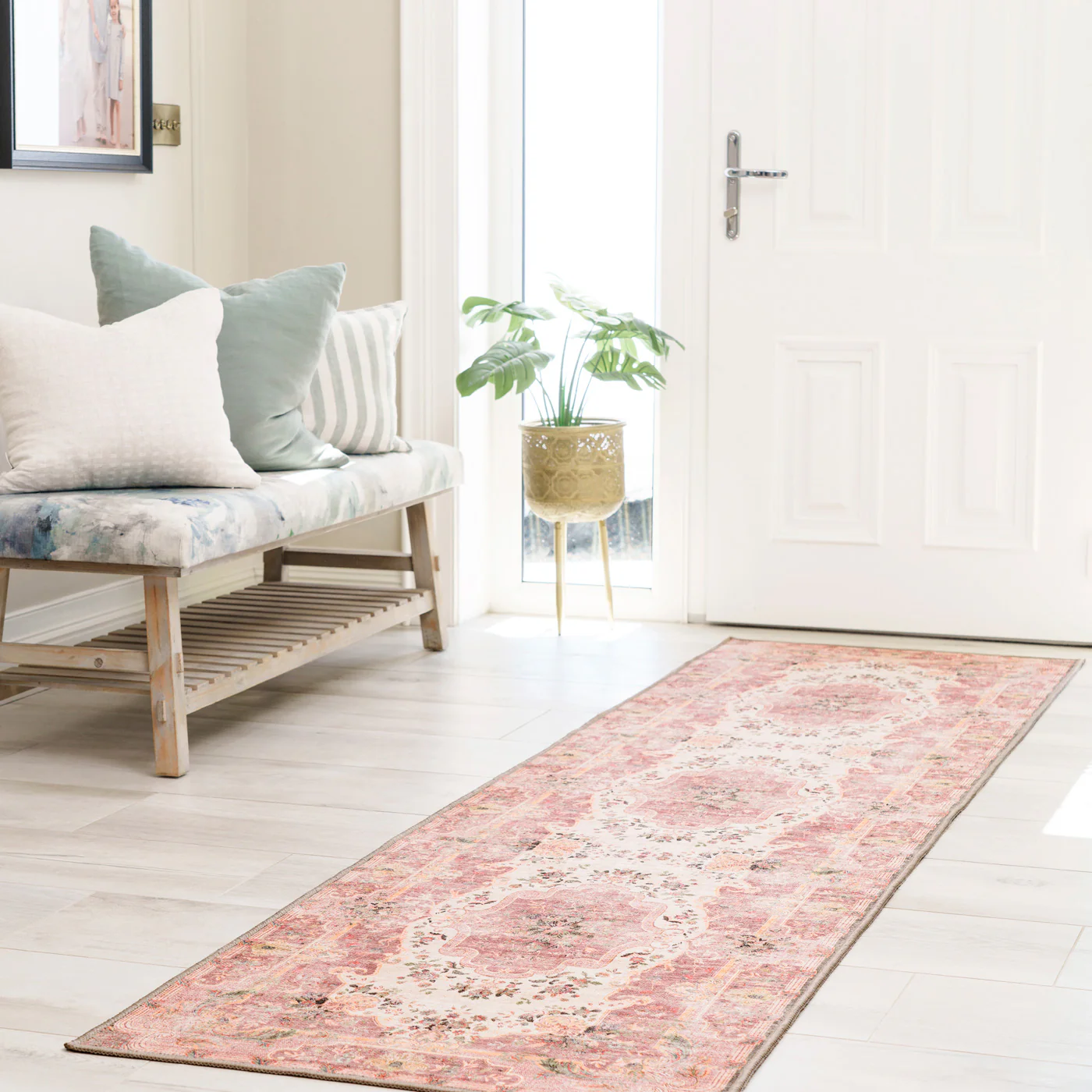 Washable Pink Medallion Runner - Dusk - Image 4