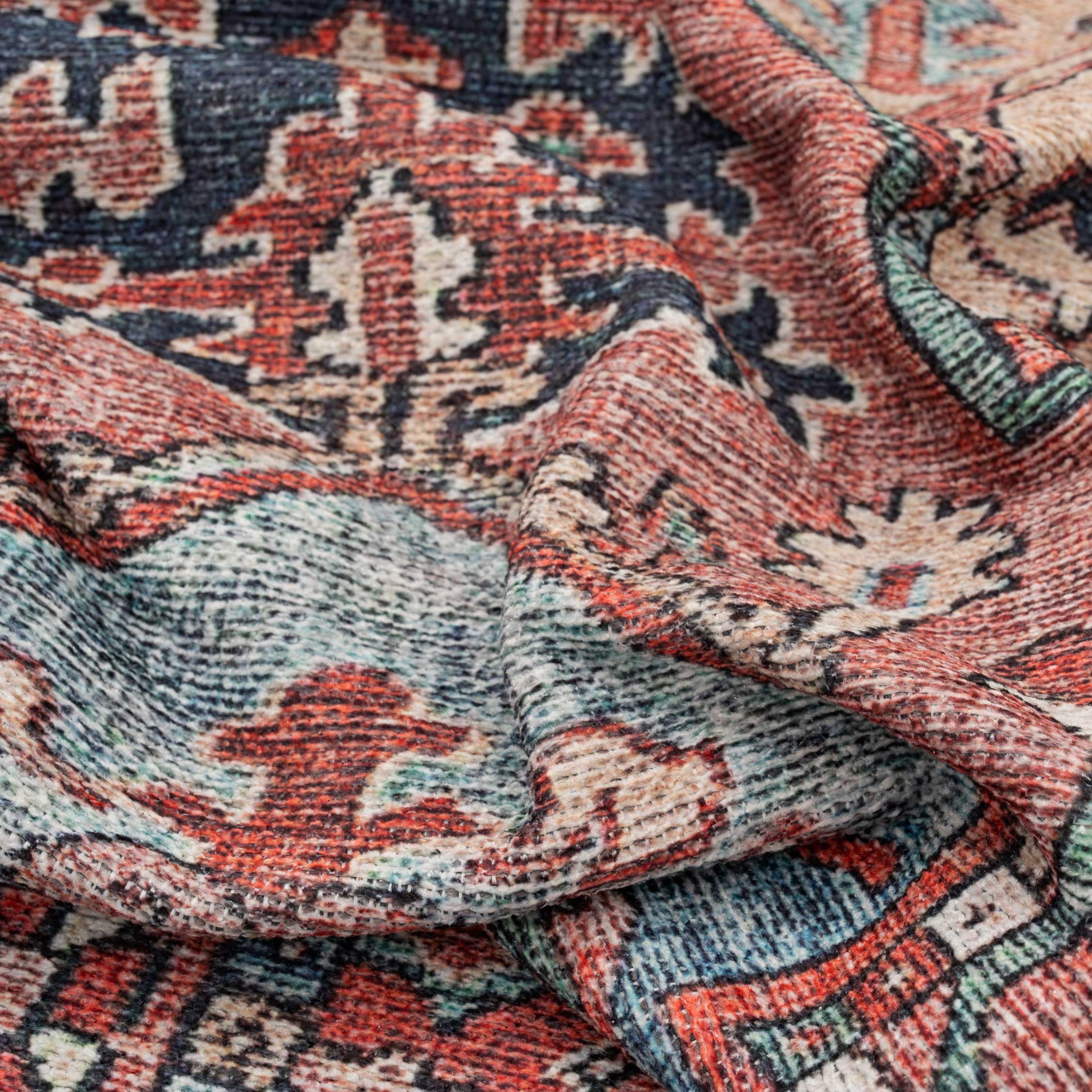 Flatwoven Washable Red Distressed Traditional Rug - Savanna - Image 17