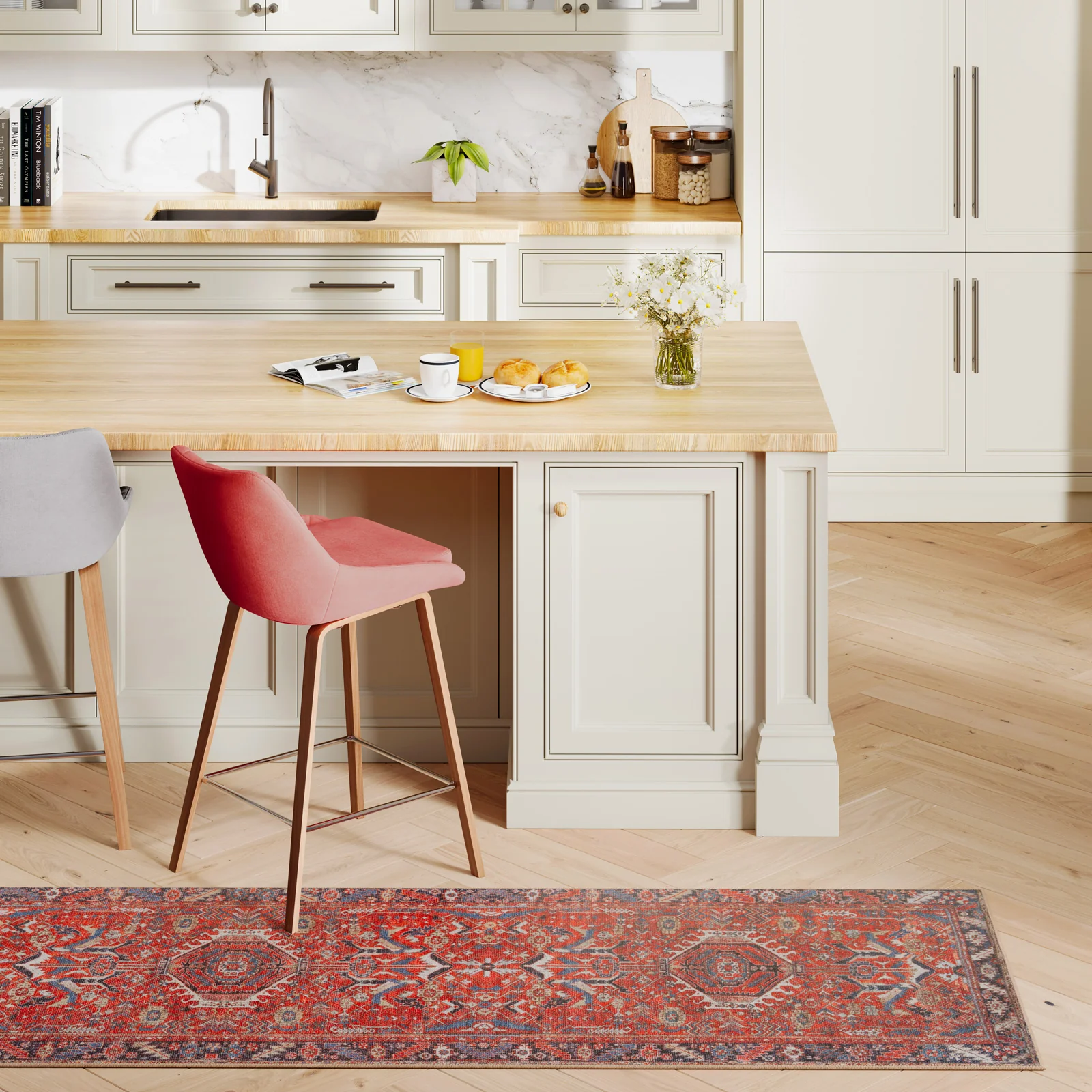 Washable Red Kazak Style Runner - Rudd - Image 5