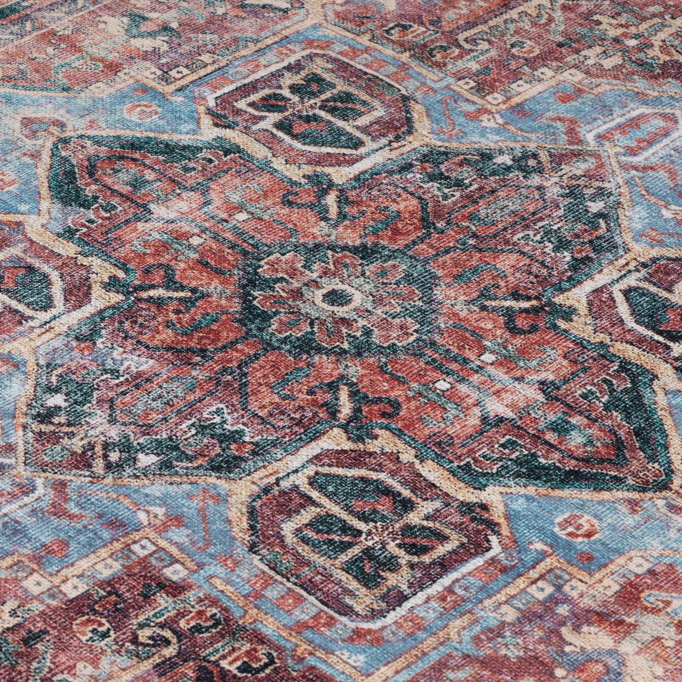 Flatwoven Washable Red Medallion Area Rug - Slaney - Image 4