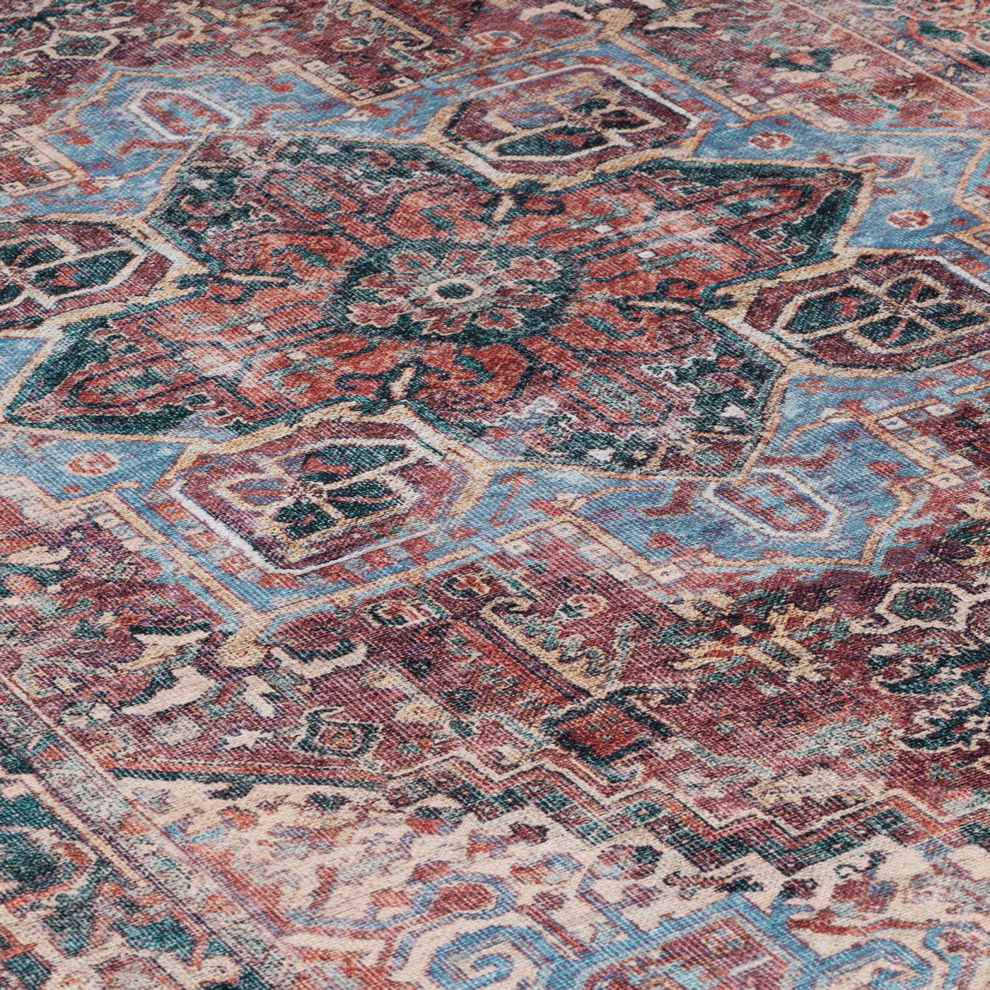 Flatwoven Washable Red Medallion Area Rug - Slaney - Image 7