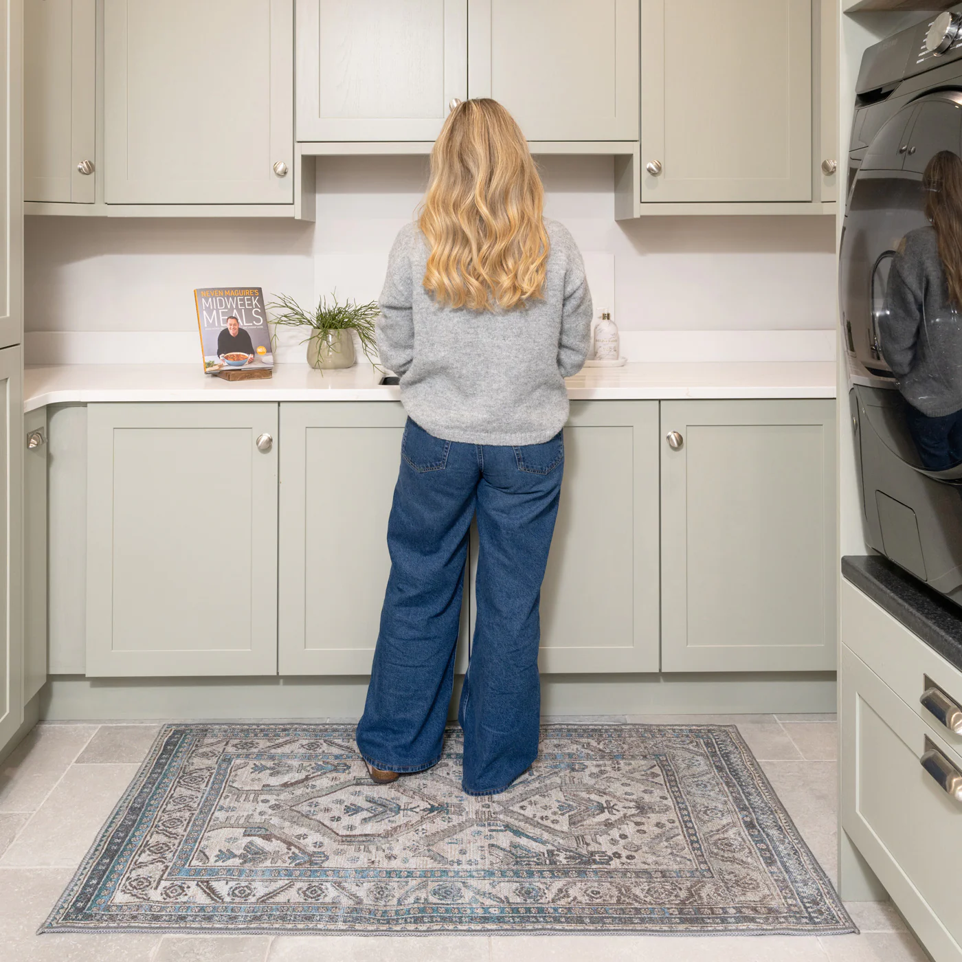 Washable Teal Kitchen Mat - Saxe - Image 2