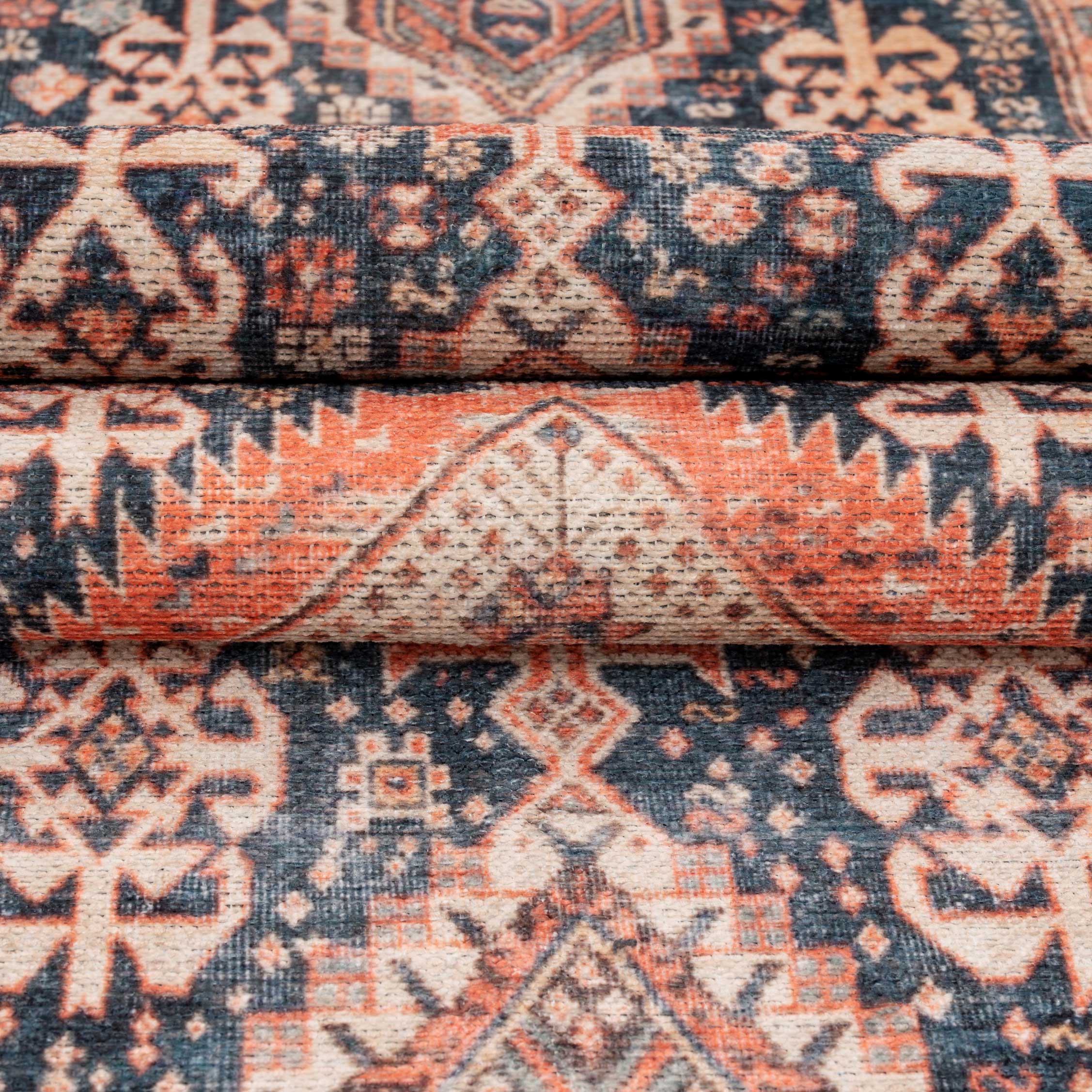 Flatwoven Washable Terracotta Distressed Circle Rug - Perla - Image 4