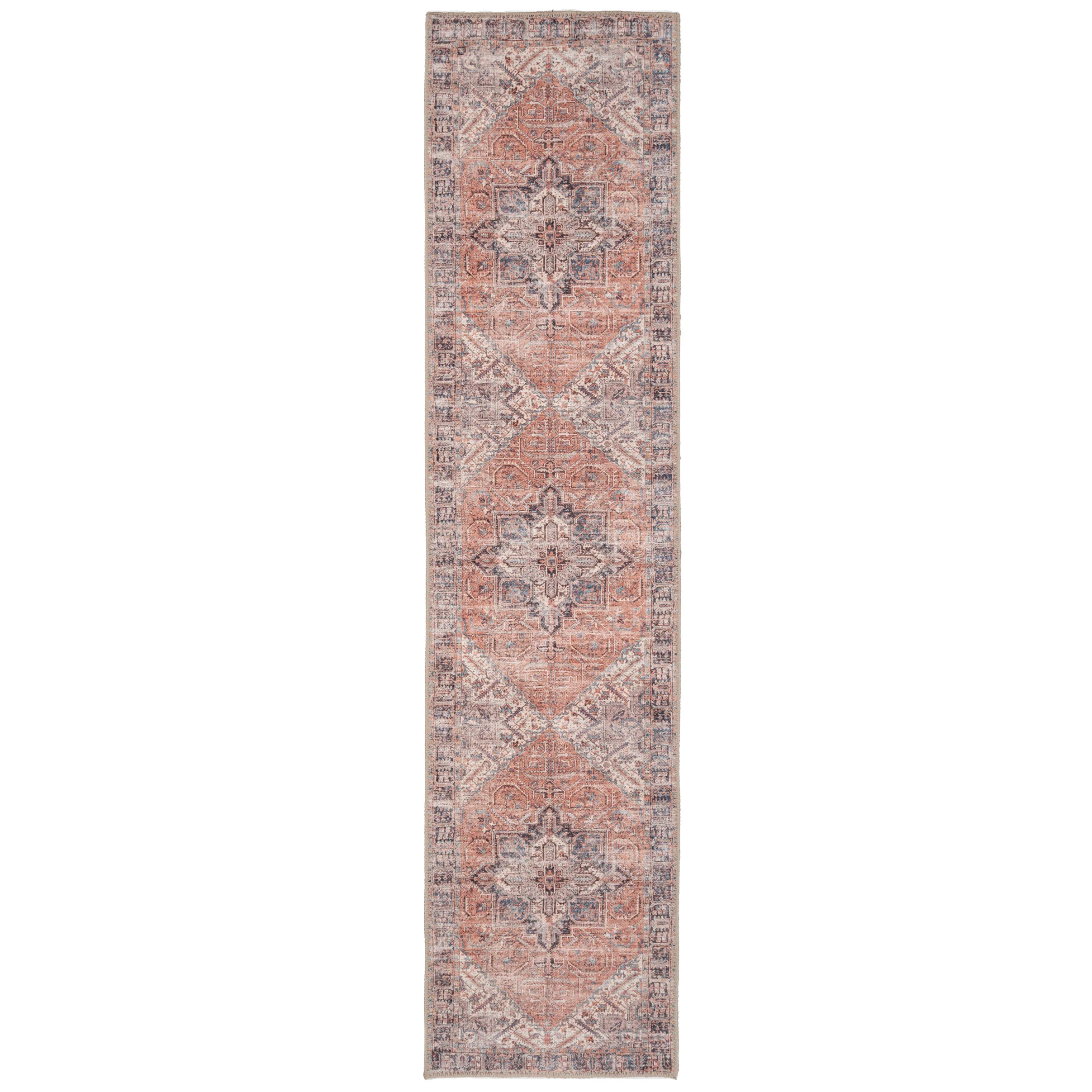 Flatwoven Washable Terracotta Medallion Area Rug - Neeve - Image 12