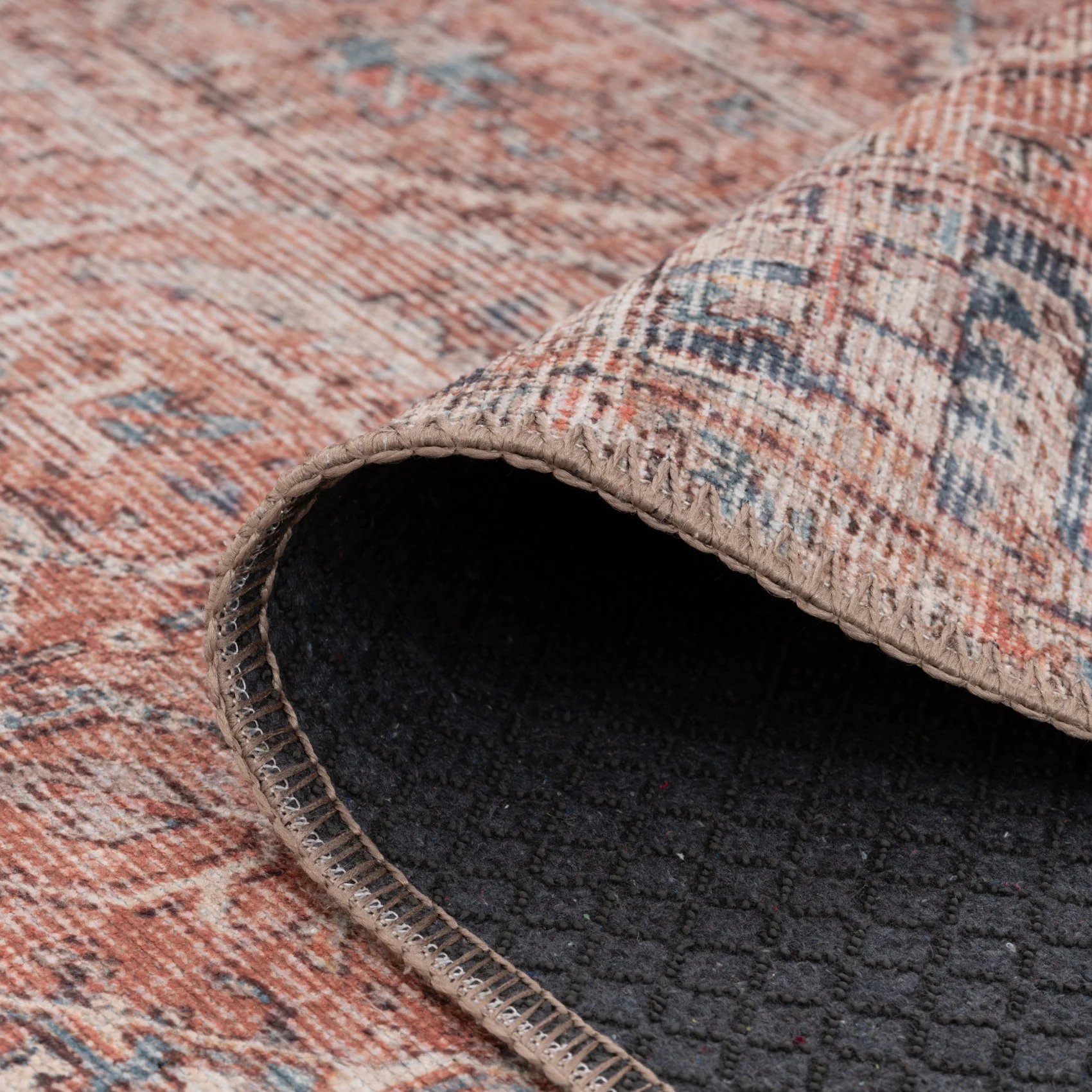 Flatwoven Washable Terracotta Medallion Area Rug - Neeve - Image 6
