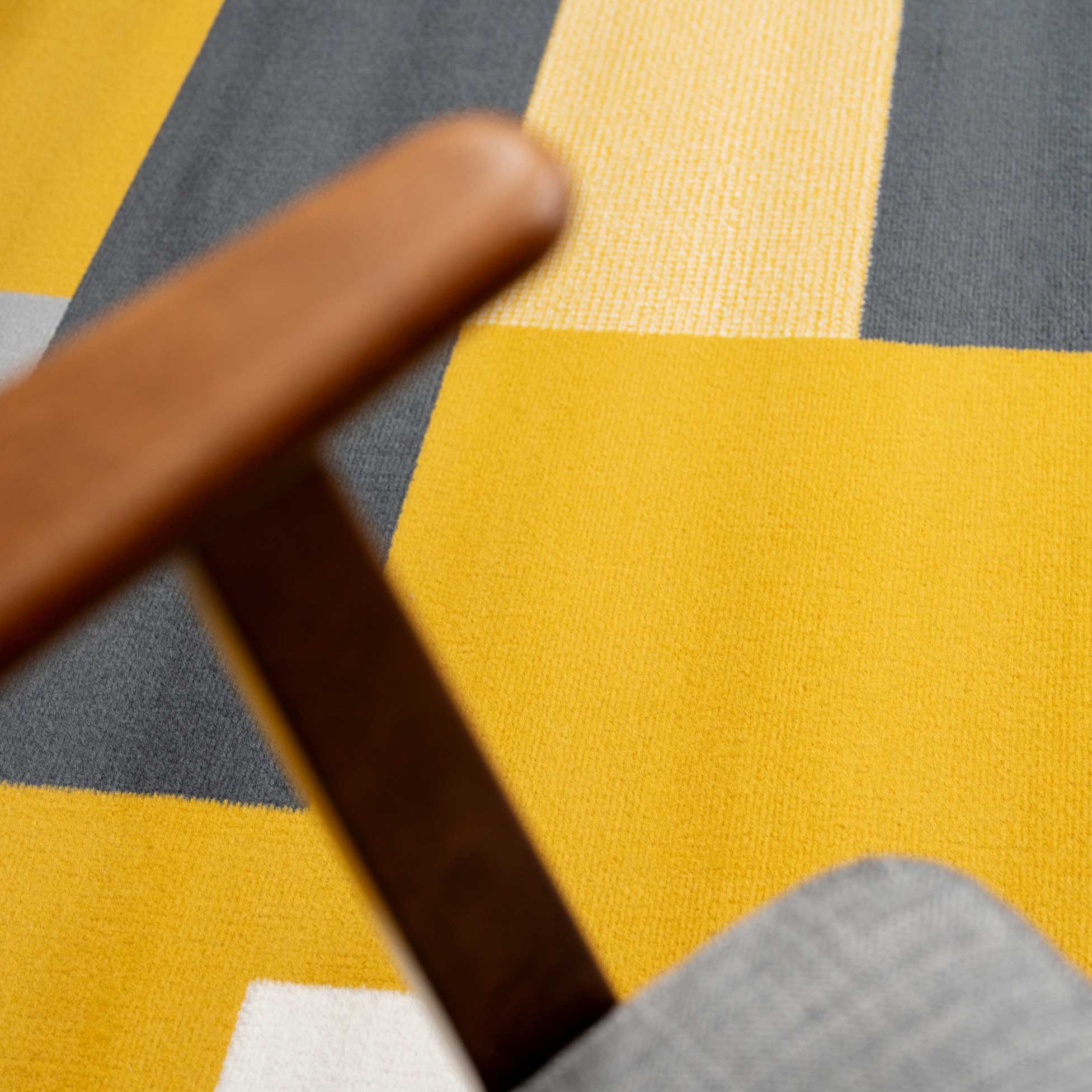 Yellow Grey Modern Geometric Bedroom Rugs - Image 4